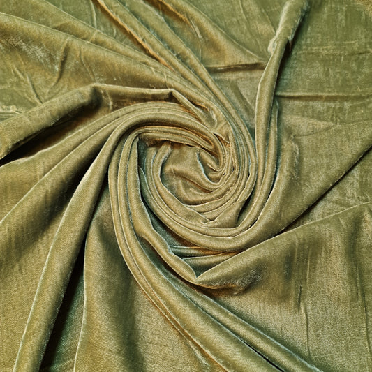 Olive Green Luxury Micro 9000 Three Crown Triple Velvet Material Dress Craft 44” Fabric By The Meter