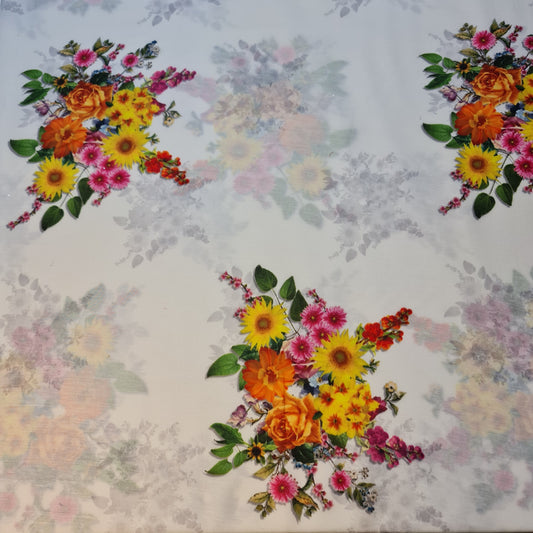 Weicher Musselin-Polyesterstoff mit digitalem Blumendruck, für Kleider, Drapierungen und Bastelarbeiten, 111,8 cm, Meterware (Design 3)