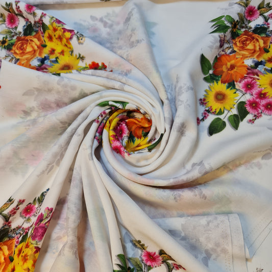 Weicher Musselin-Polyesterstoff mit digitalem Blumendruck, für Kleider, Drapierungen und Bastelarbeiten, 111,8 cm, Meterware (Design 3)