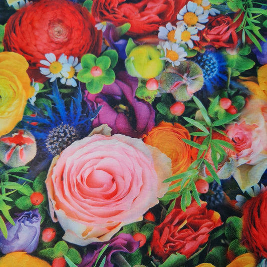 Weicher Musselin-Polyesterstoff mit digitalem Blumendruck, für Kleider, Drapierungen und Bastelarbeiten, 111,8 cm, Meterware (Design 11)