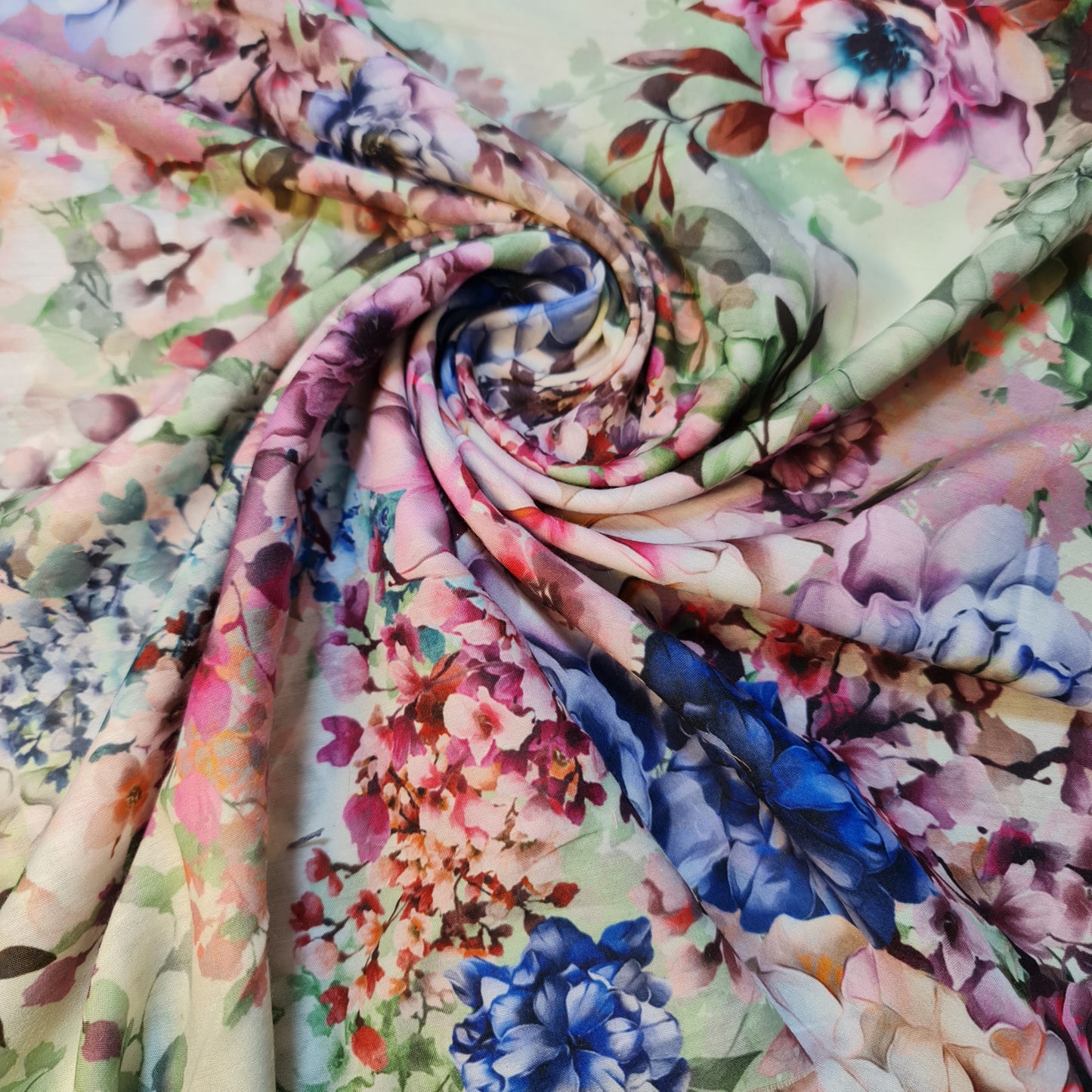 Romantic Peony Floral Print Polycotton Muslin Fabric Dress Drape Craft Material 44" By Meter