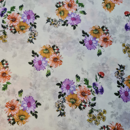 Weicher Musselin-Polyesterstoff mit digitalem Blumendruck, für Kleider, Drapierungen und Bastelarbeiten, 111,8 cm, Meterware (Design 2)