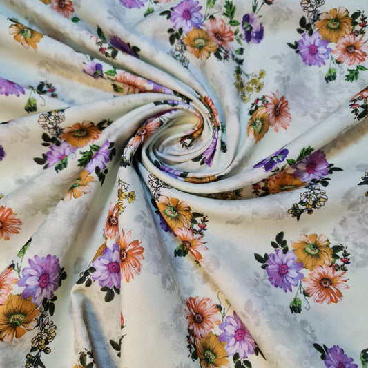 Weicher Musselin-Polyesterstoff mit digitalem Blumendruck, für Kleider, Drapierungen und Bastelarbeiten, 111,8 cm, Meterware (Design 2)