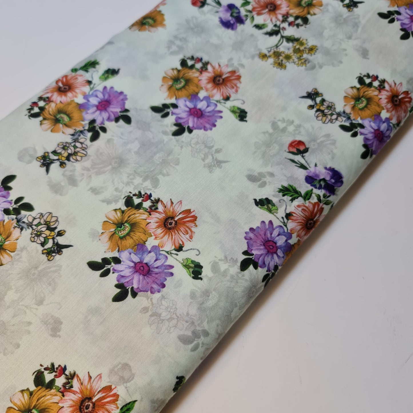 Dahlia Floral Print Polycotton Muslin Fabric Dress Drape Craft Material 44" By Meter