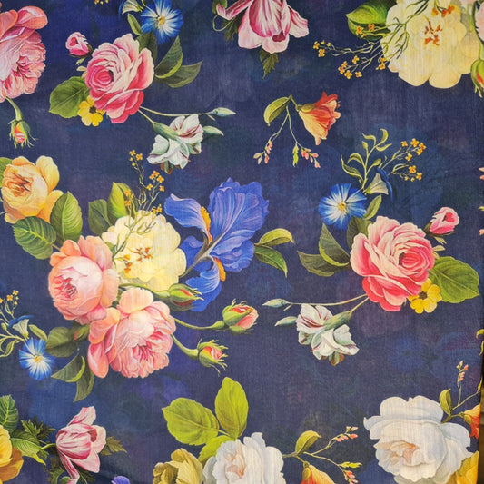 Weicher Musselin-Polyesterstoff mit digitalem Blumendruck, für Kleider, Drapierungen und Bastelarbeiten, 111,8 cm, Meterware (Design 3)