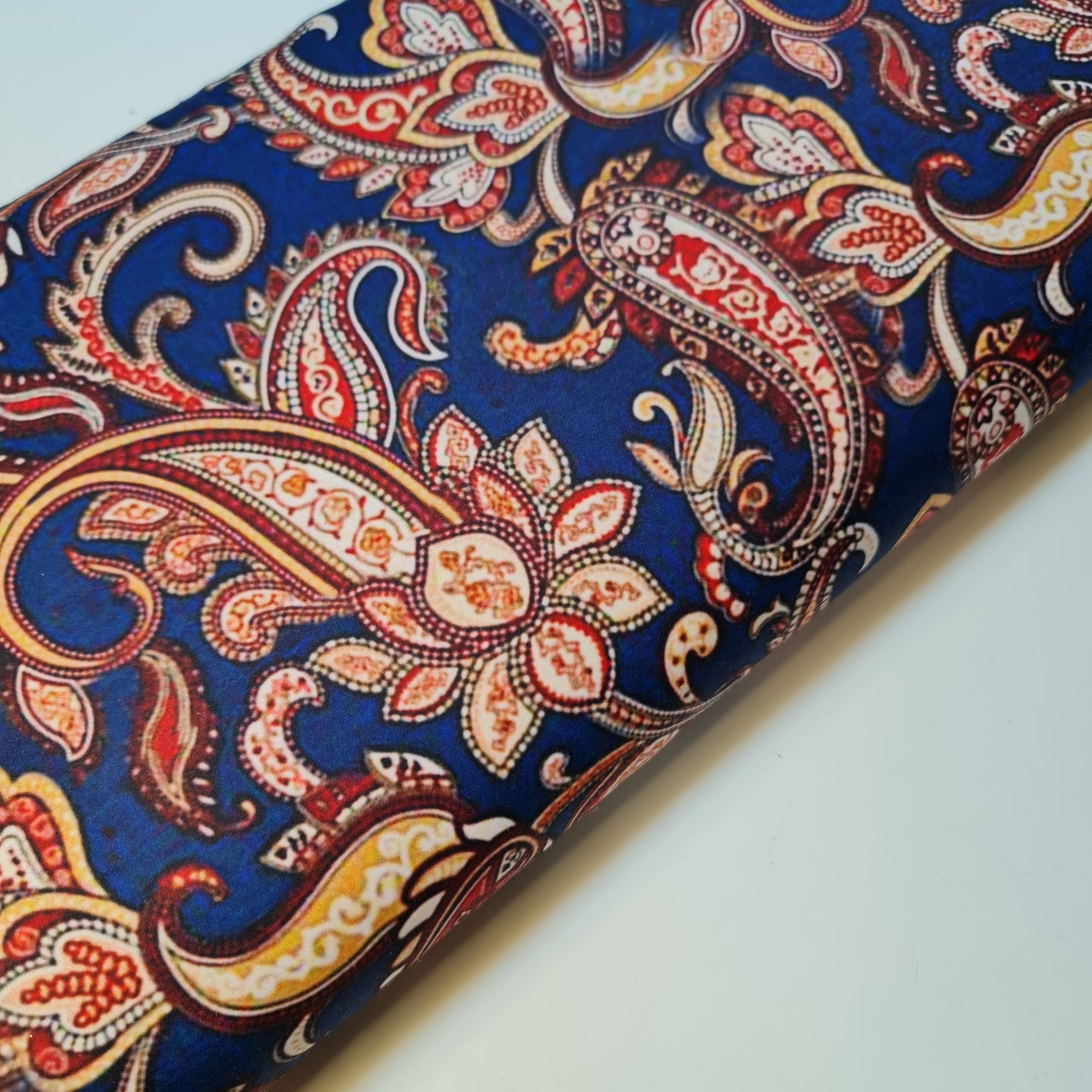 Royal Blue Red Paisley Print Polycotton Muslin Fabric Dress Drape Craft Material 44" By Meter