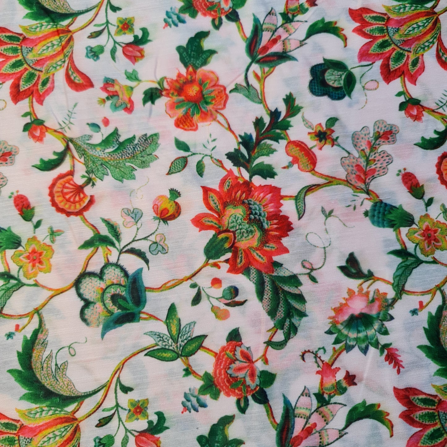 Mughal Garden Floral Print Polycotton Muslin Fabric Dress Drape Craft Material 44" By Meter