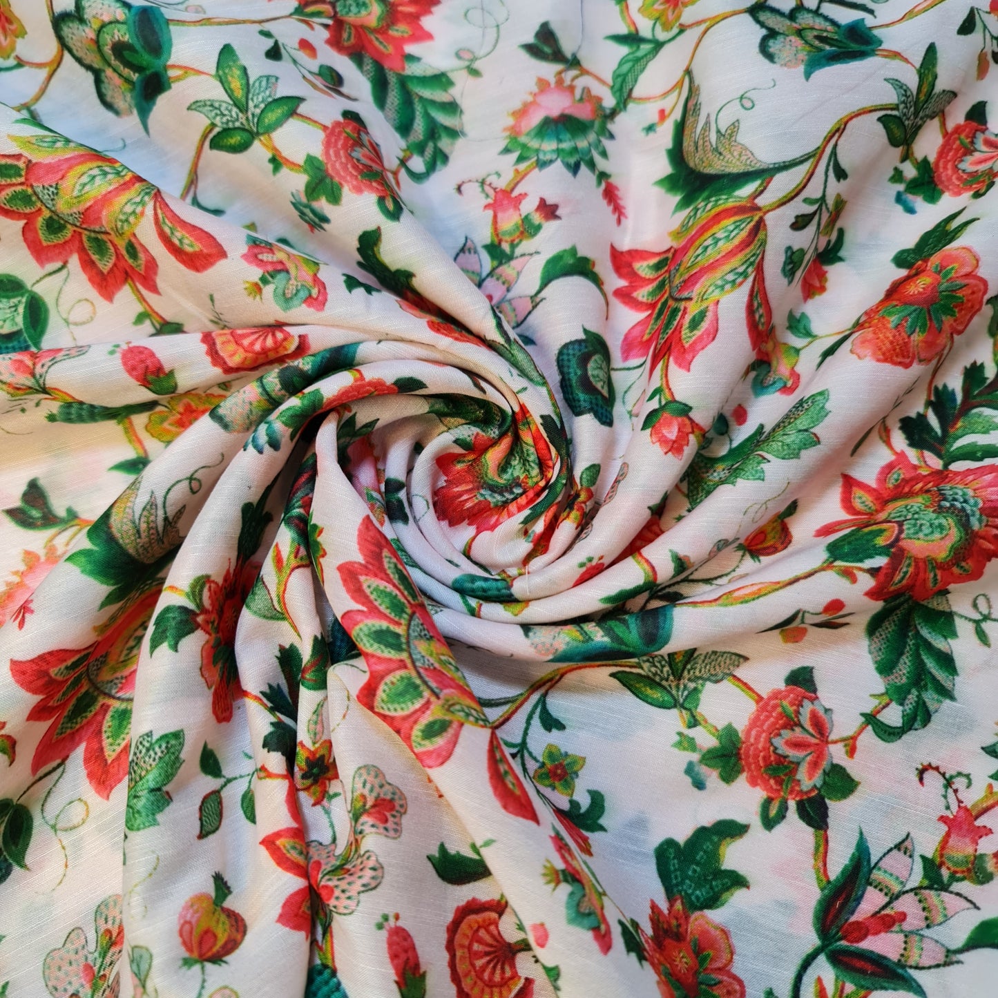 Mughal Garden Floral Print Polycotton Muslin Fabric Dress Drape Craft Material 44" By Meter