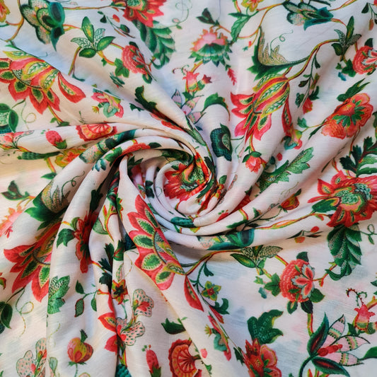 Weicher Musselin-Polyesterstoff mit digitalem Blumendruck, für Kleider, Drapierungen und Bastelarbeiten, 111,8 cm, Meterware (Design 12)