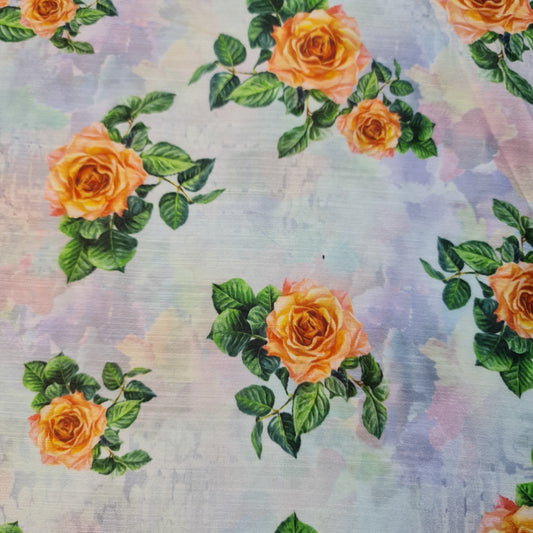 Weicher Musselin-Polyesterstoff mit digitalem Blumendruck, für Kleider, Drapierungen und Bastelarbeiten, 111,8 cm, Meterware (Design 4)