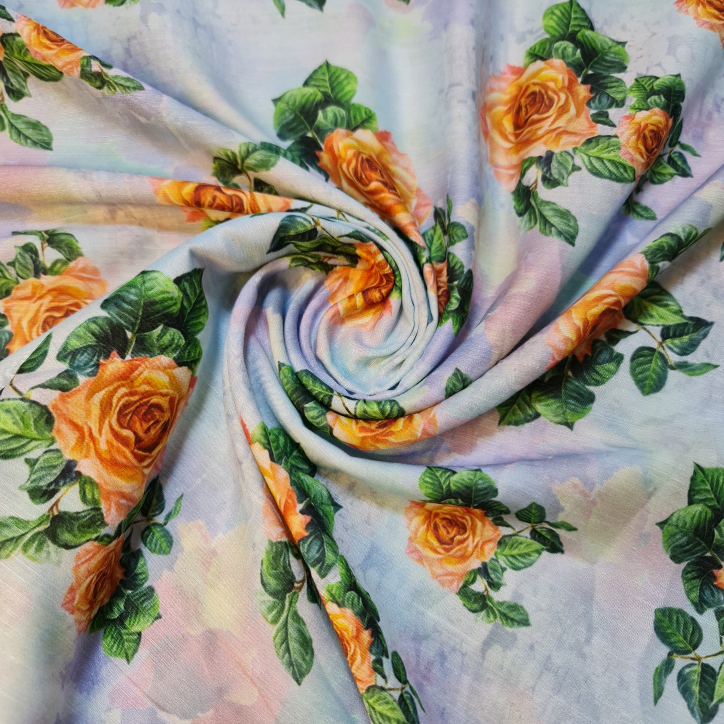 Rose Garden Floral Print Polycotton Muslin Fabric Dress Drape Craft Material 44" By Meter