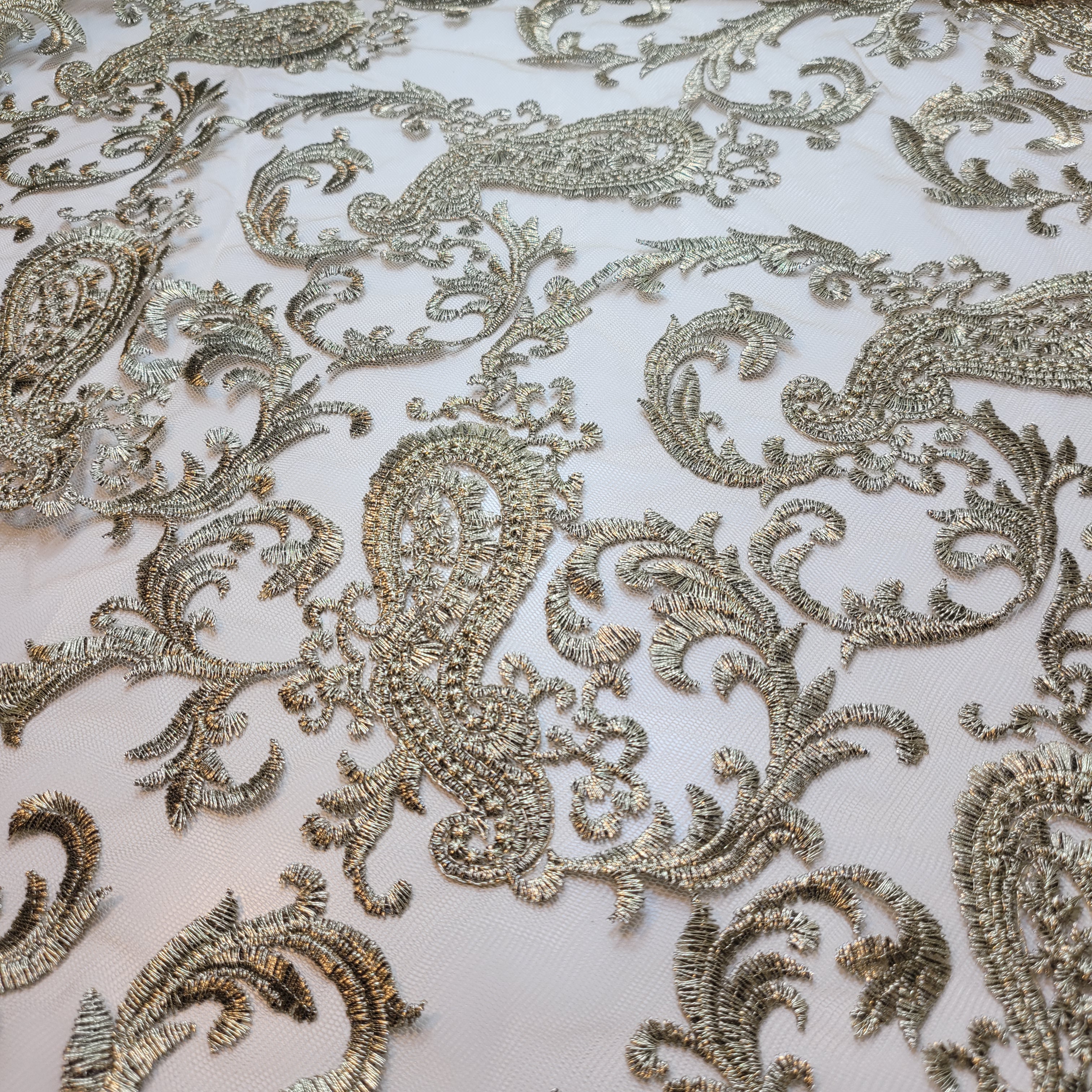 Golden Paisley Embroidery Mesh Net Fabric Dress Craft Drape Material 5 ...