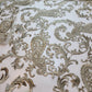 Golden Paisley Embroidery Mesh Net Fabric Dress Craft Drape Material 58" By The Meter