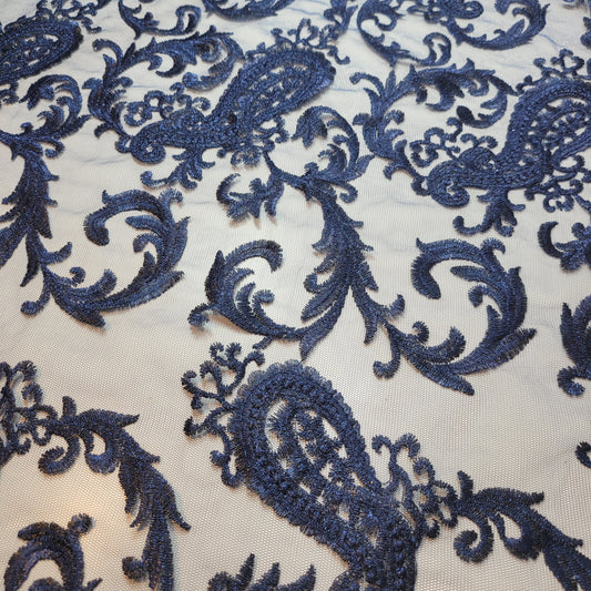 Marineblaues Netzgewebe mit Paisley-Stickerei, für Kleider, Bastelarbeiten, Drapierungsmaterial, 147,3 cm, Meterware (Kopie)