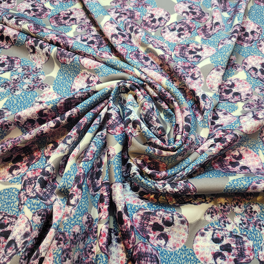 Purple Skull Satin Fabric Halloween Dress Craft Costume Material 58" By the Meter