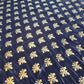 Navy Blue Gold Foil Emblem 3 Crown Triple Velvet Fabric Dress Craft Décor Material 44" By The Meter