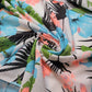 Tropical Floral Print White 100% Cotton Material Dress Craft Costume Fabric 58" By Meter