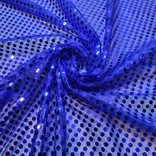 Royal Blue Sequin Nylon Jersey Fabric – 44″ Wide Dress Craft Costume Decor Material By The Meter