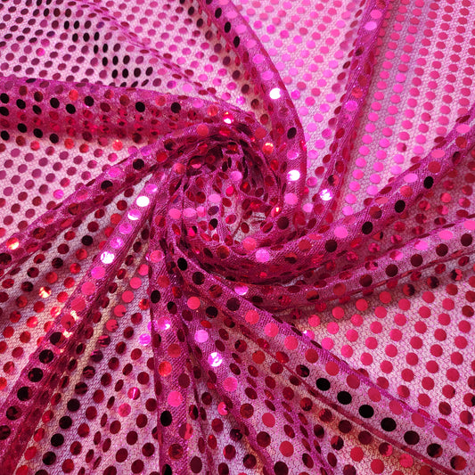 Cerise Sequin Nylon Jersey Fabric – 44″ Wide Dress Craft Costume Decor Material By The Meter