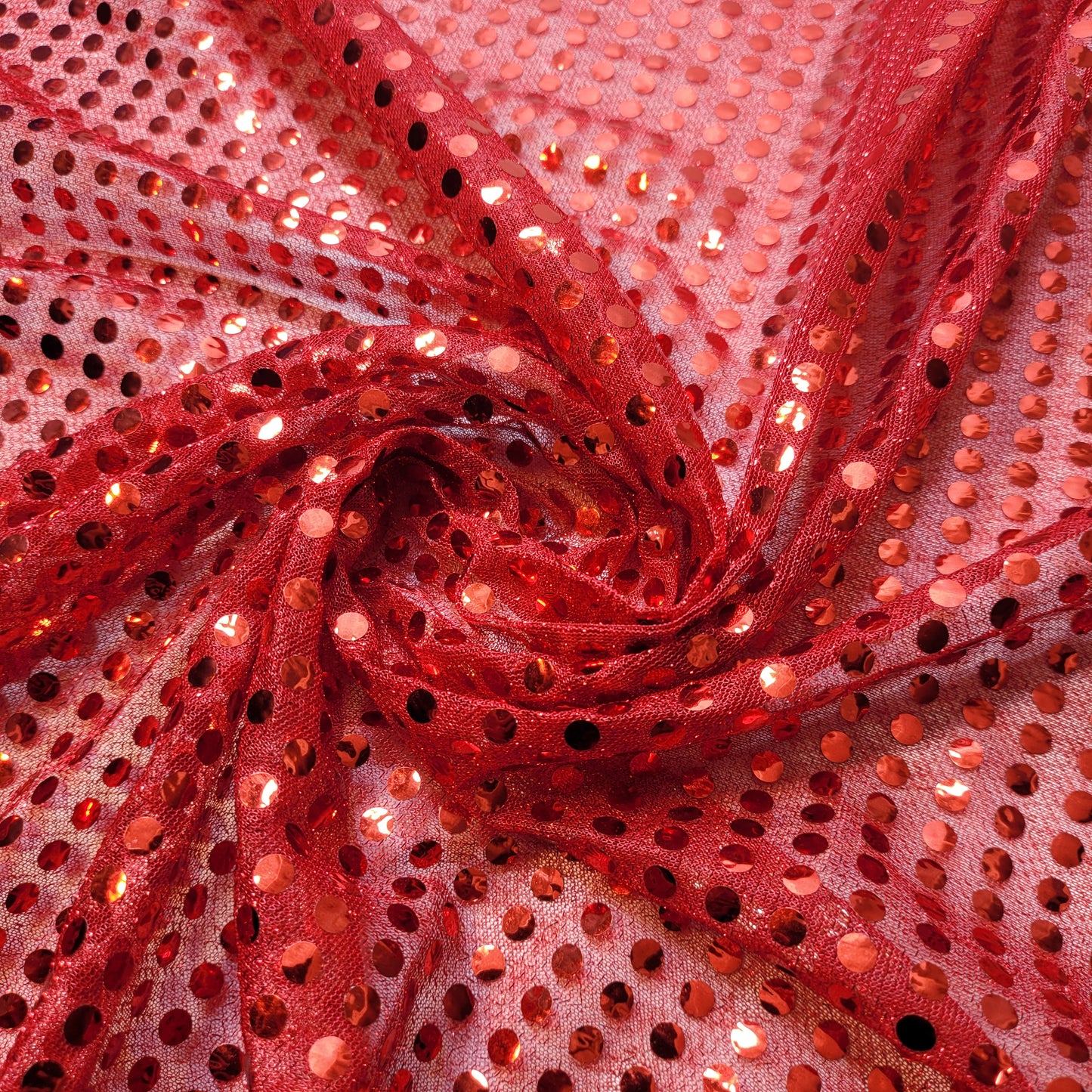 Red Sequin Nylon Jersey Fabric – 44″ Wide Dress Craft Costume Decor Material By The Meter