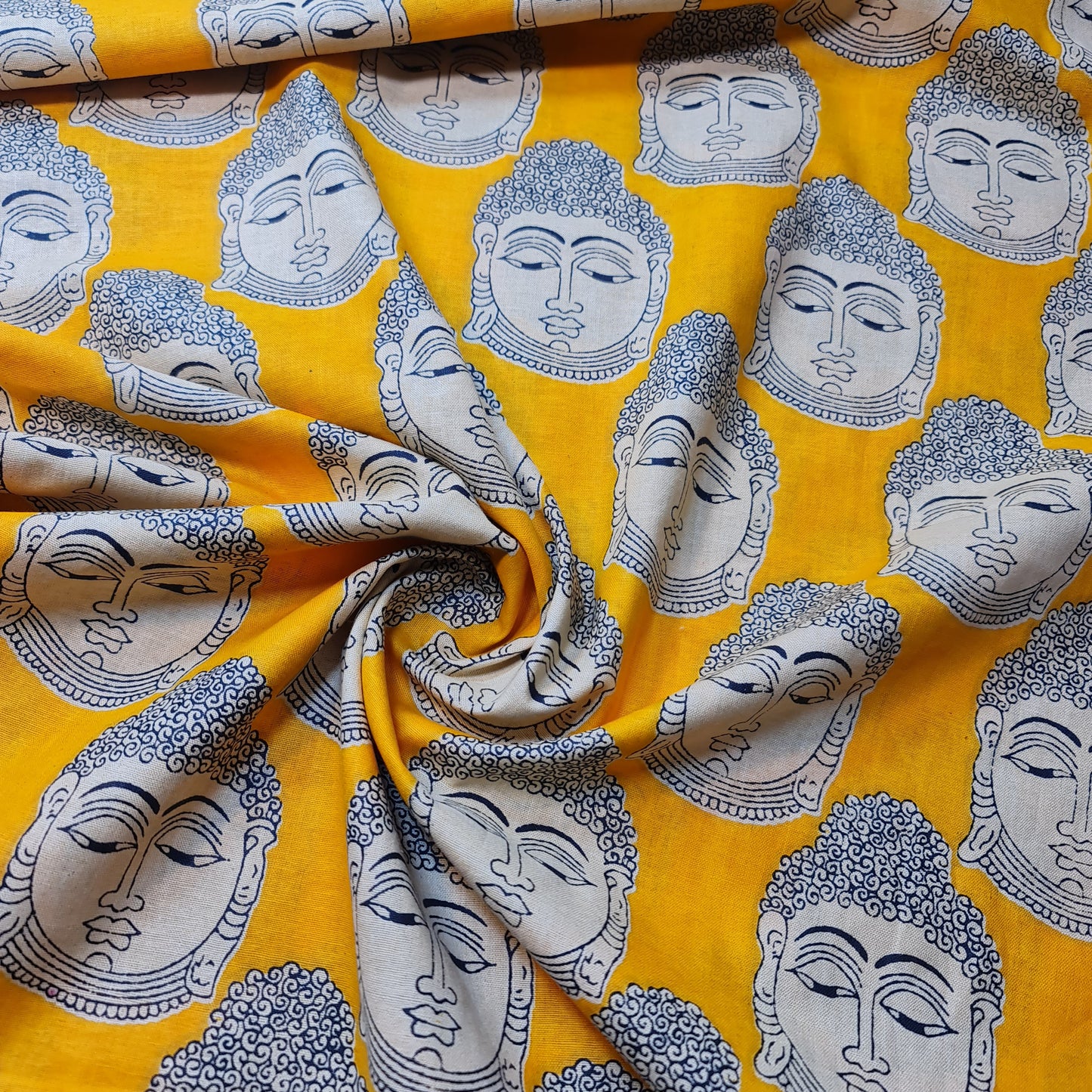 Mustard Buddha 100% Cotton Lawn Fabric Craft Quilting Patchwork Material Meter 44"