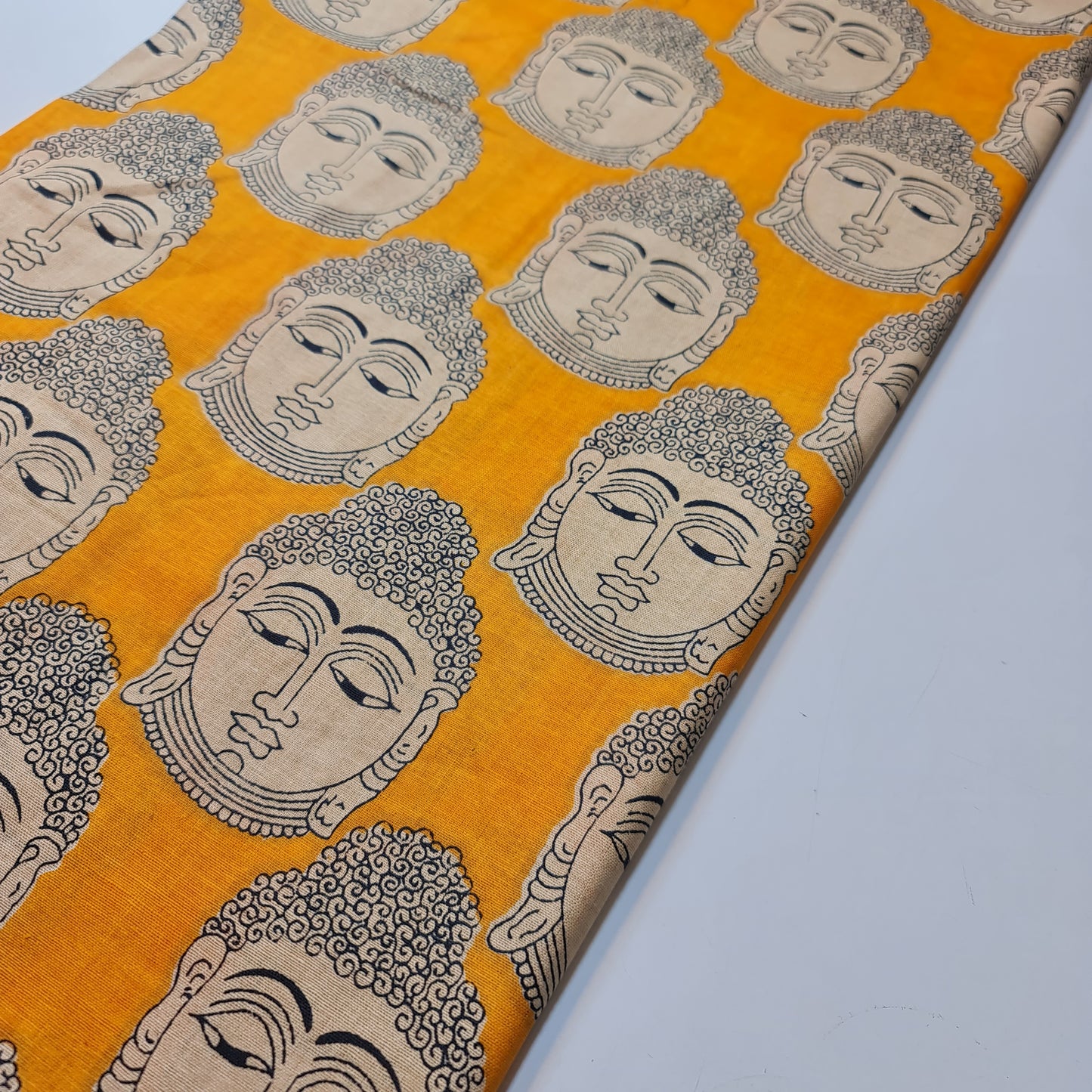 Mustard Buddha 100% Cotton Lawn Fabric Craft Quilting Patchwork Material Meter 44"