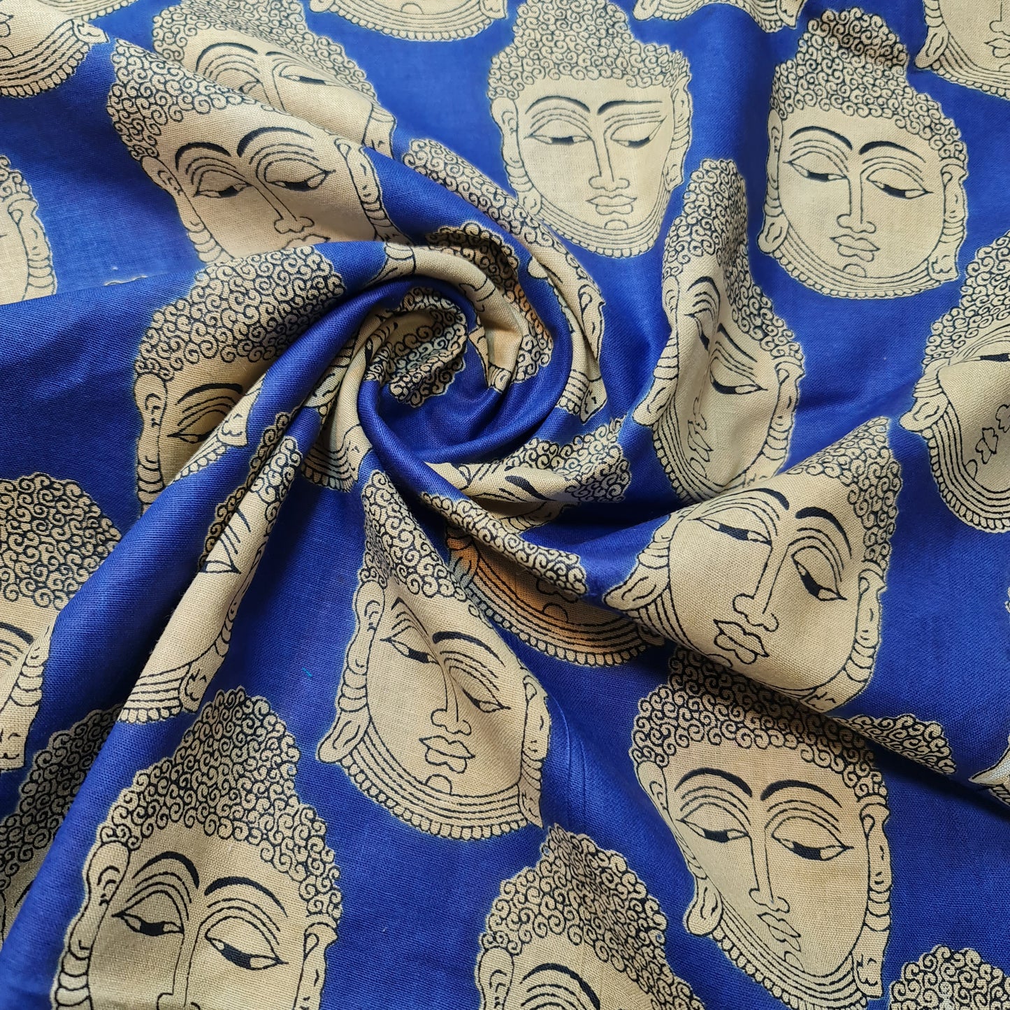 Royal Blue Buddha 100% Cotton Lawn Fabric Craft Quilting Patchwork Material Meter 44"