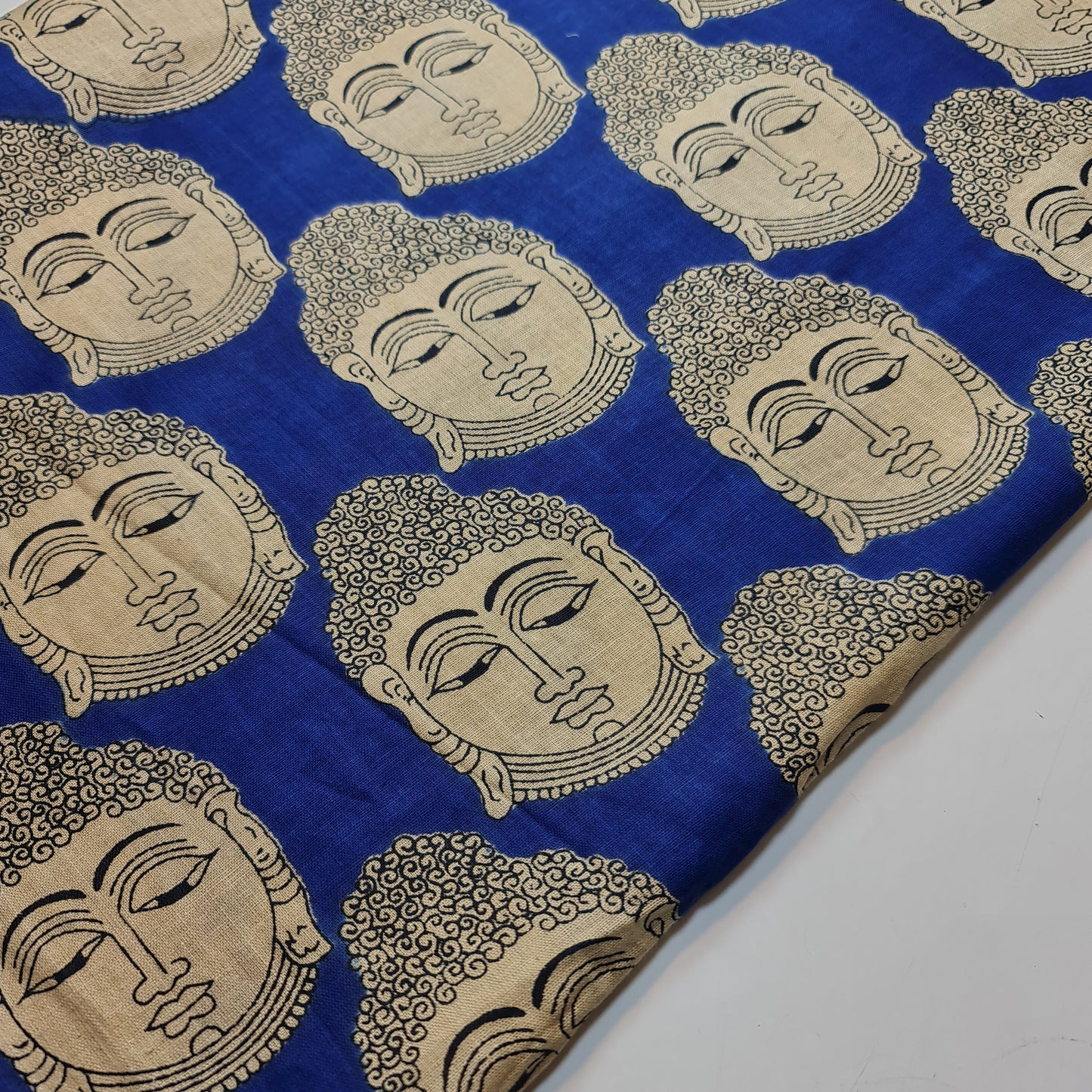 Royal Blue Buddha 100% Cotton Lawn Fabric Craft Quilting Patchwork Material Meter 44"