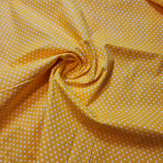 Yellow Pea Pin Spot Polka 100% Cotton Lawn Fabric Craft Quilting Patchwork Material Meter 44"