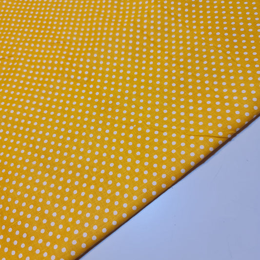 Yellow Pea Pin Spot Polka 100% Cotton Lawn Fabric Craft Quilting Patchwork Material Meter 44"