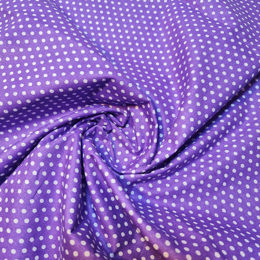 Purple Pea Pin Spot Polka 100% Cotton Lawn Fabric Craft Quilting Patchwork Material Meter 44"