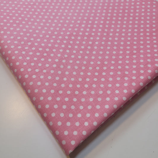 Pink Pea Pin Spot Polka 100% Cotton Lawn Fabric Craft Quilting Patchwork Material Meter 44"