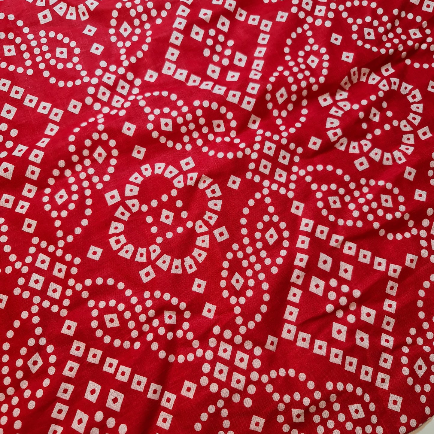 Red Rajasthani 100% Cotton Lawn Fabric Craft Quilting Patchwork Material By The Meter 44"