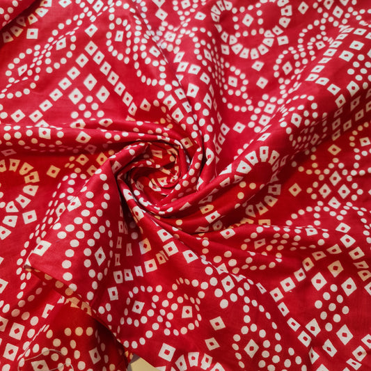 Red Rajasthani 100% Cotton Lawn Fabric Craft Quilting Patchwork Material By The Meter 44"