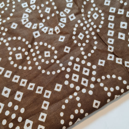 Brown Rajasthani 100% Cotton Lawn Fabric Craft Quilting Patchwork Material By The Meter 44"