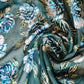 Blue Floral Chiffon Devore Fabric – Textured Burnout Velvet Flower Material by the Meter