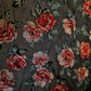 Black Red Floral Chiffon Devore Fabric – Textured Burnout Velvet Flower Material by the Meter