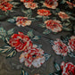 Black Red Floral Chiffon Devore Fabric – Textured Burnout Velvet Flower Material by the Meter