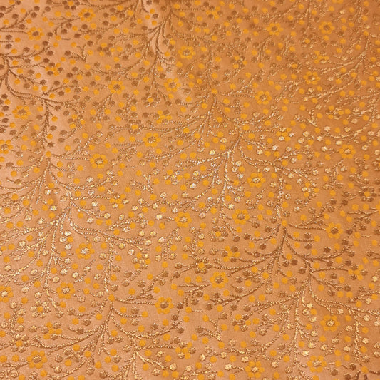 Yellow Ditsy Floral Brocade Material Jacquard Indian Banarasi Dress Craft Costume Curtain Fabric 44" By The Meter