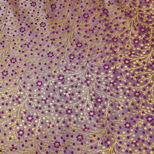 Magenta Ditsy Floral Brocade Material Jacquard Indian Banarasi Dress Craft Costume Curtain Fabric 44" By The Meter