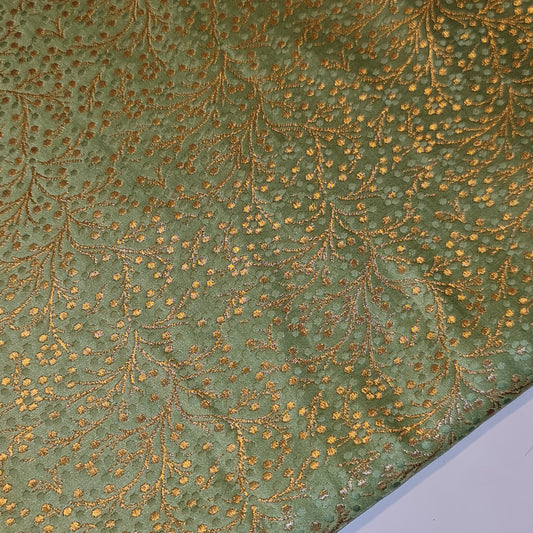 Mint Green Ditsy Floral Brocade Material Jacquard Indian Banarasi Dress Craft Costume Curtain Fabric 44" By The Meter