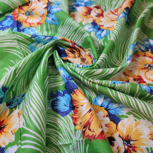 Green Floral 100% Cotton Lawn Fabric Craft Quilting Patchwork Material By The Meter 44"