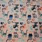 Cat Pattern Kitty Party Print Polycotton Fabric 58" Dress Craft Quilting Costume Material By The Meter