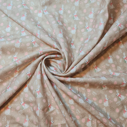Easter Bunny Rabbit Print Polycotton Fabric 58" Dress Craft Quilting Costume Material By The Meter