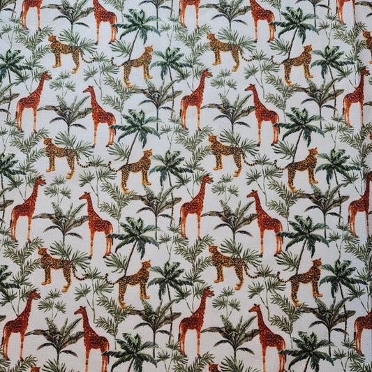 White Giraffe Print Polycotton Fabric 58" Dress Craft Quilting Costume Material By The Meter