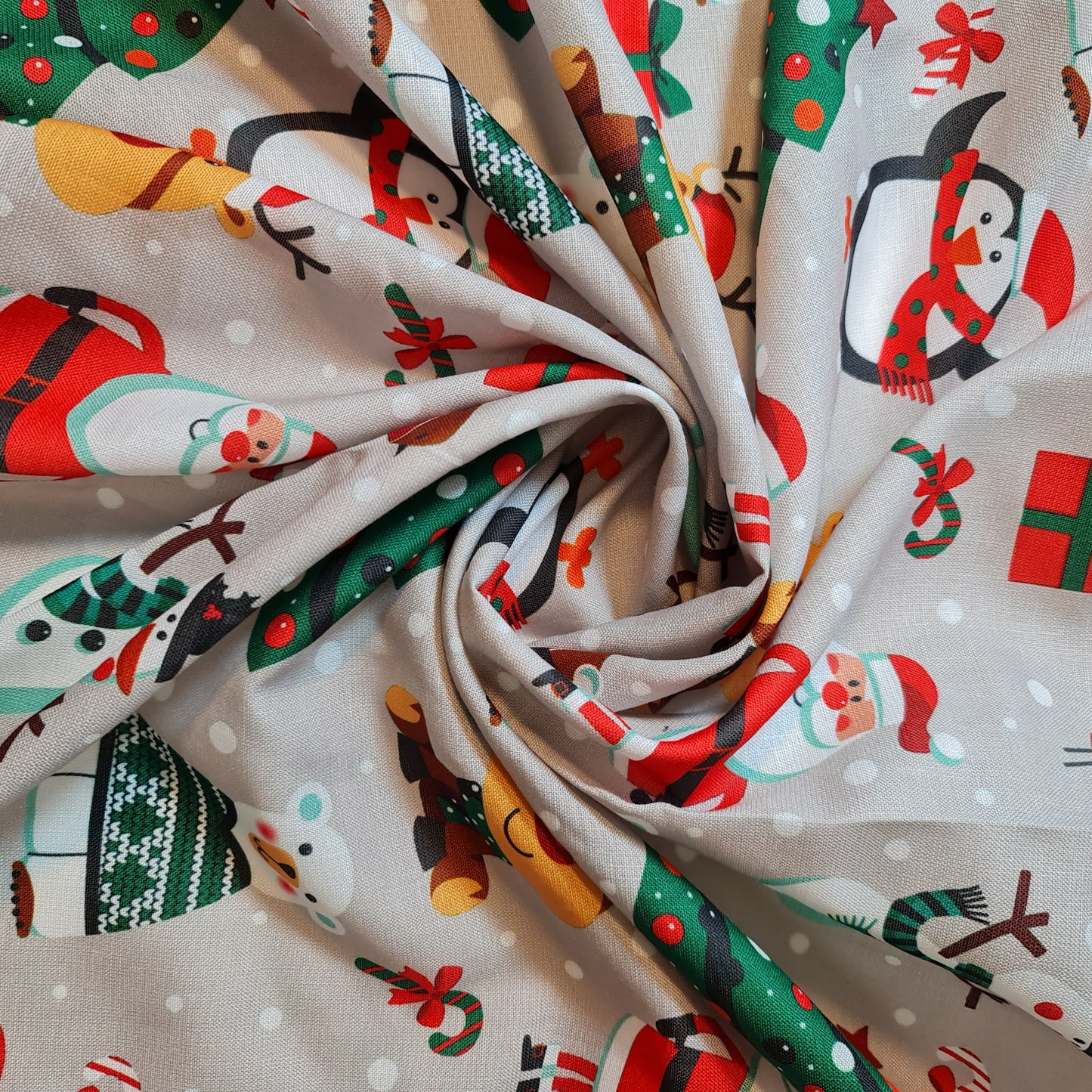 Silver Snowman Christmas Print Polycotton Fabric 58" Dress Craft Quilting Costume Material By The Meter