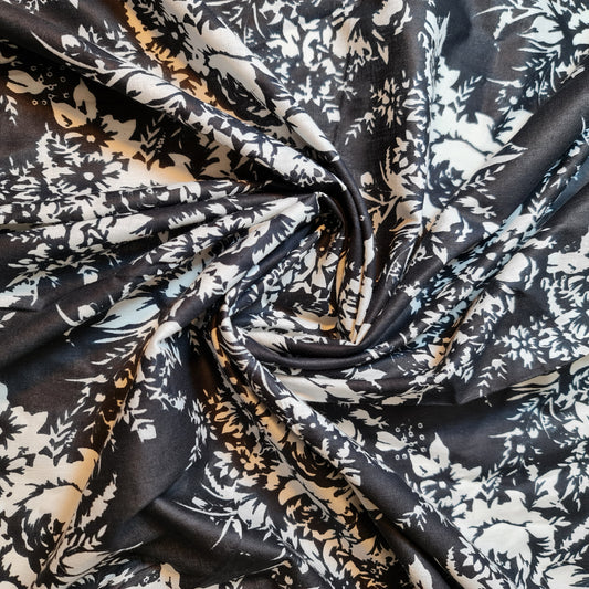 Black Rose Floral 100% Cotton Lawn Fabric Craft Quilting Patchwork Material By Meter 44"