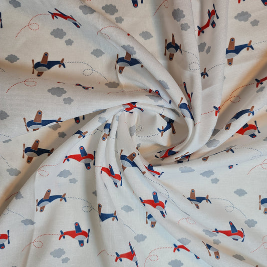 Planes / Aeroplane Print Polycotton Fabric 58" Dress Craft Quilting Costume Material By The Meter