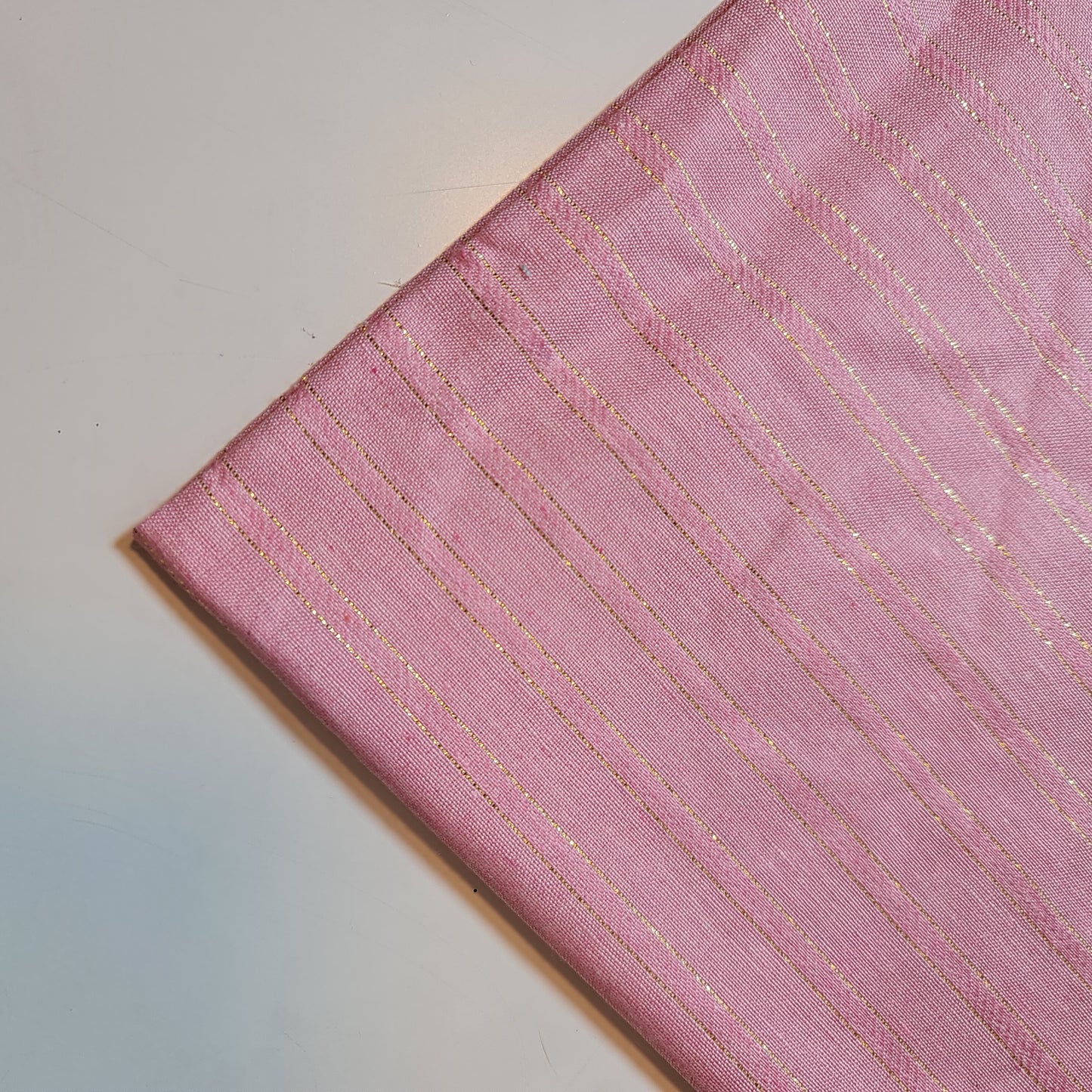 Pink 100% Cotton Linen Fabric Lurex Stripe Dress Craft Quilting Material 44" Wide By The  Meter