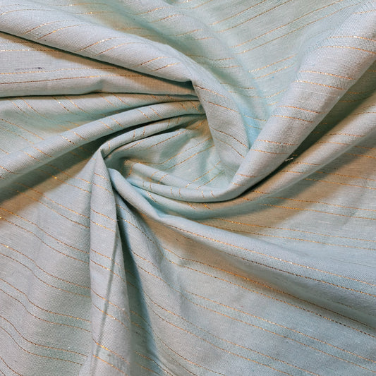 MInt 100% Cotton Linen Fabric Lurex Stripe Dress Craft Quilting Material 44" Wide By The Meter